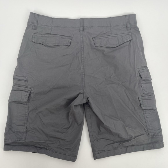 Men's Iron Flex Waist Cargo Shorts Size 34 Gray Stretch Utility 8 Pockets Hiking - Picture 4 of 7
